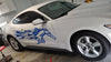 horse flames vinyl graphics on white ford mustang